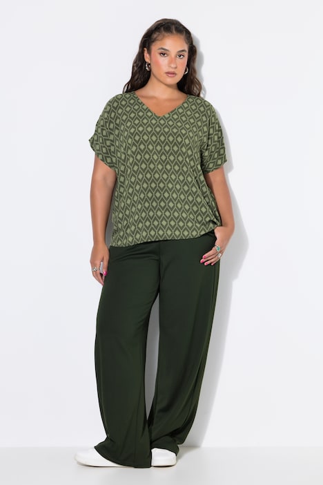 Blusenshirt, oversized, Rauten