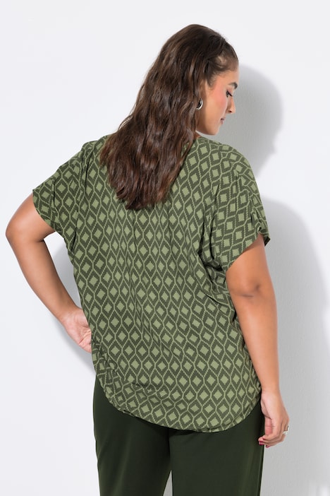 Blusenshirt, oversized, Rauten