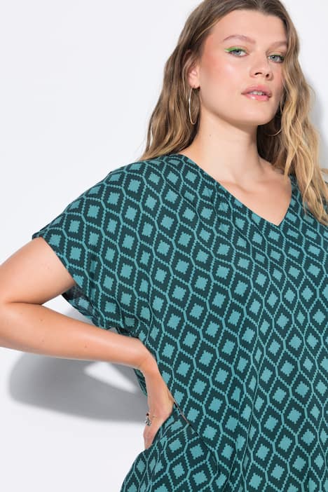 Blusenshirt, oversized, Rauten