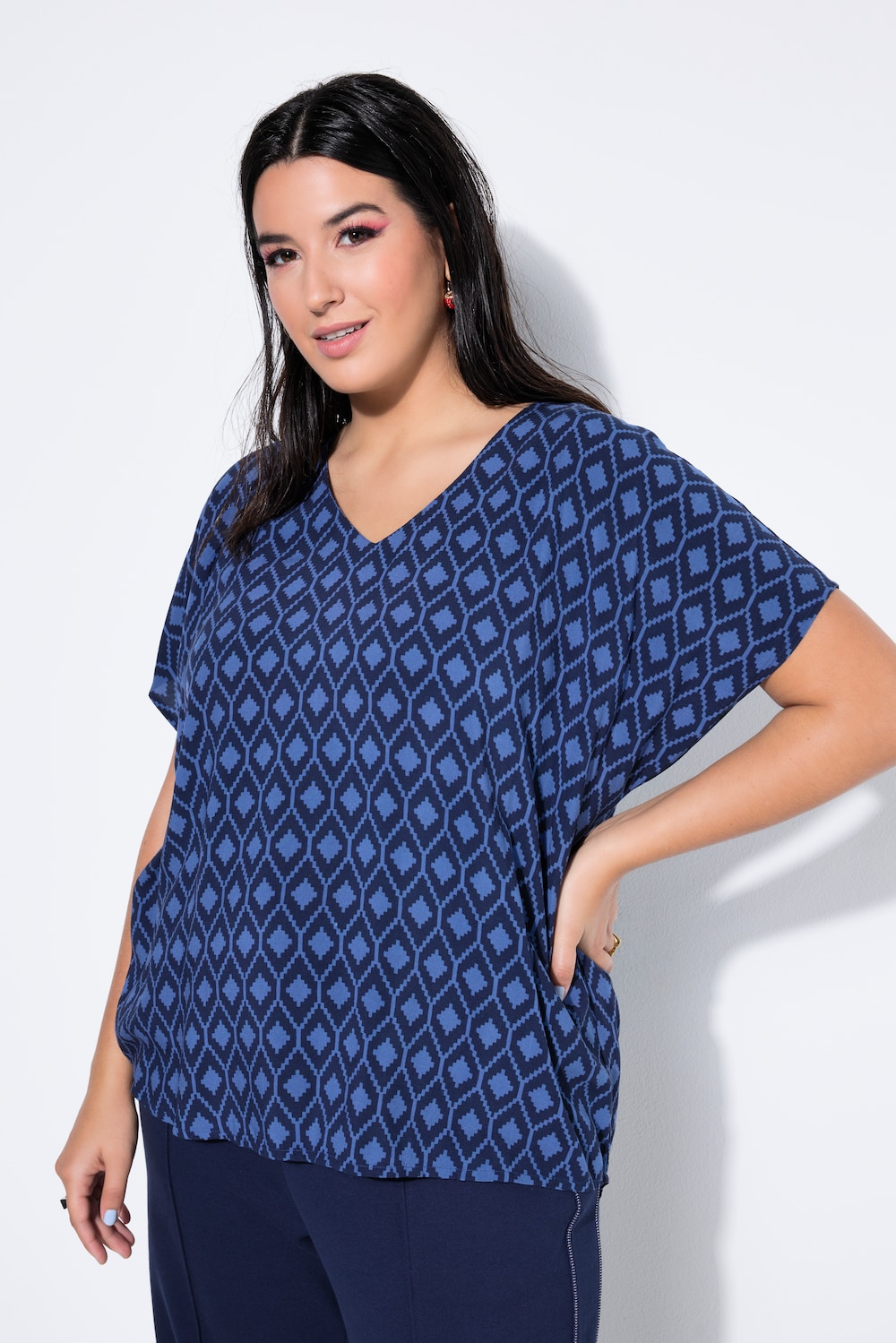 Bluseskjorte, oversized, romber