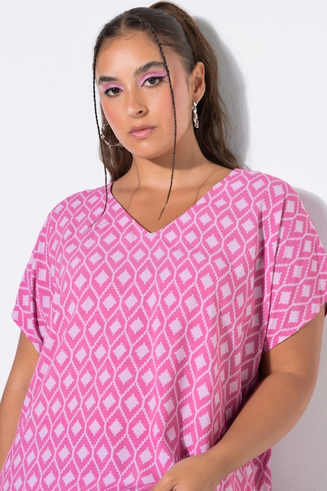Blusenshirt, oversized, Rauten