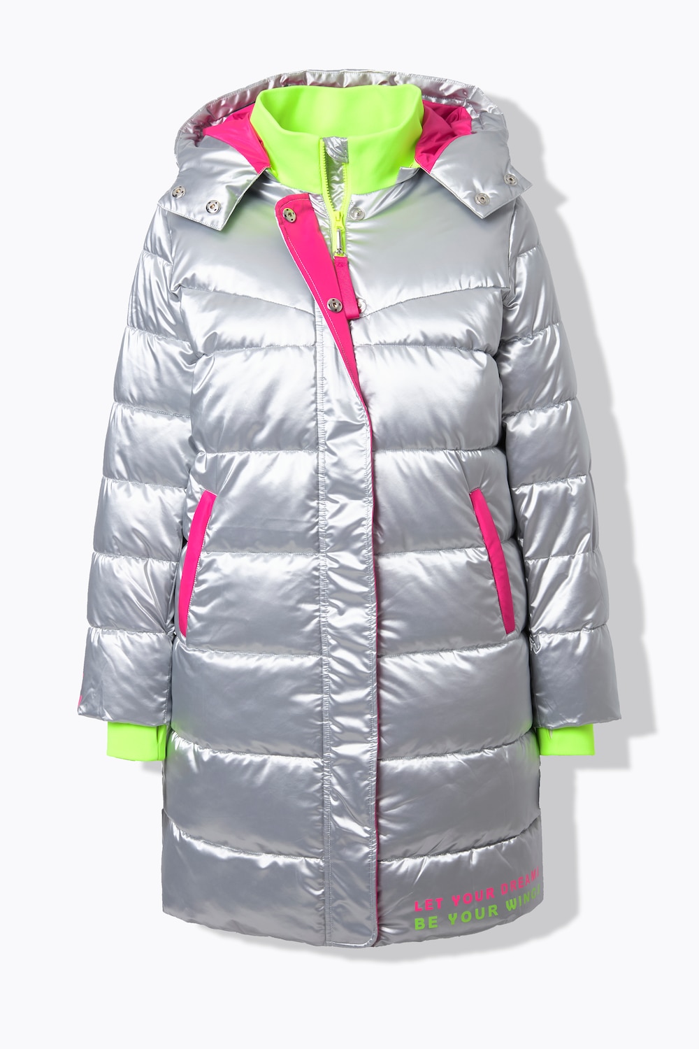 Stora storlekar Quiltad kappa, Dam, grå, storlek: 42, Polyester/Syntetfibrer, Angel of Style