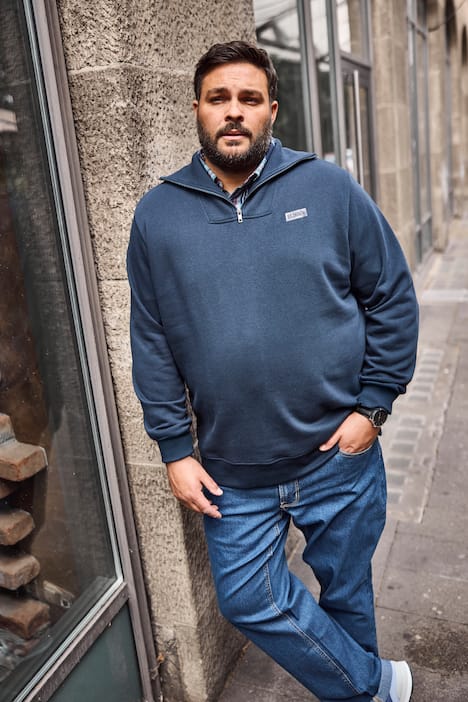 Men+ Troyer, Sweat, Brustprint, Zippkragen, bis 8 XL