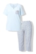 Pyjama, luipaardmotief, ronde hals, korte mouwen