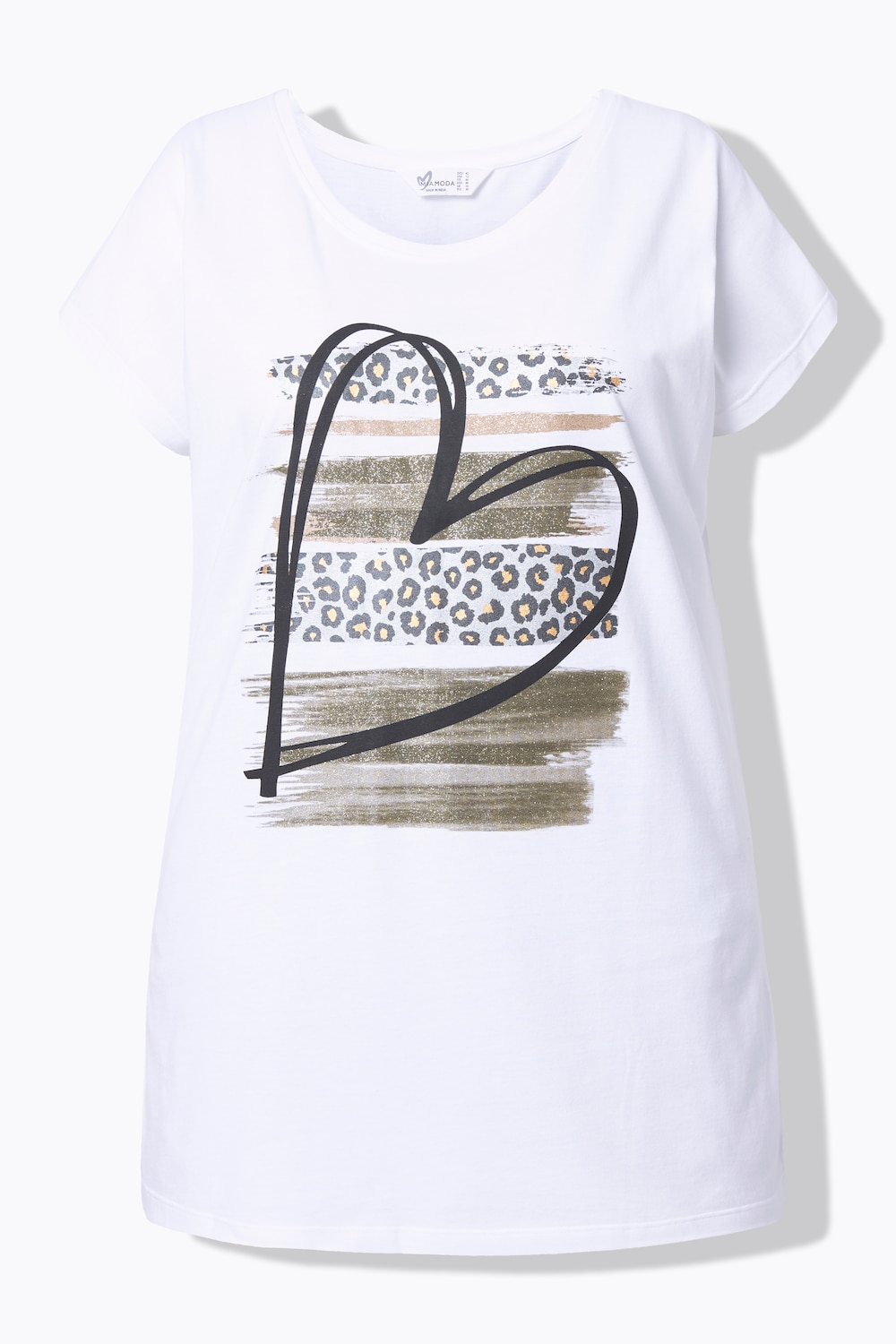 Stora storlekar T-shirt, Dam, vit, storlek: 50, Syntetfibrer/Bomull, Mia Moda
