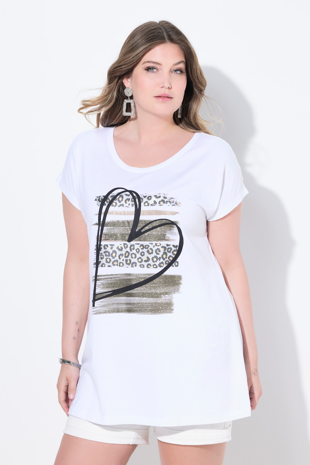 T-Shirt, Komfort Fit, Streifen mit Glitzer