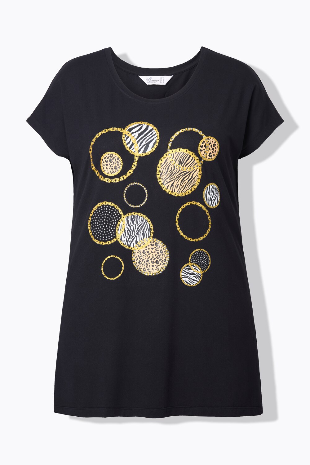 Stora storlekar T-shirt, Dam, svart, storlek: 46, Viskos, Mia Moda