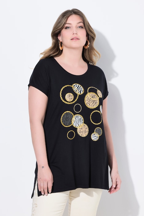 T-Shirt, A-Linie, Kreise mit Glitzer