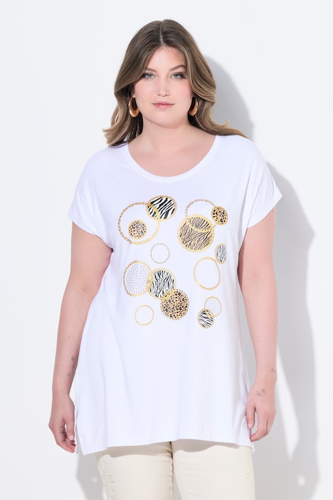 T-Shirt, A-Linie, Kreise mit Glitzer