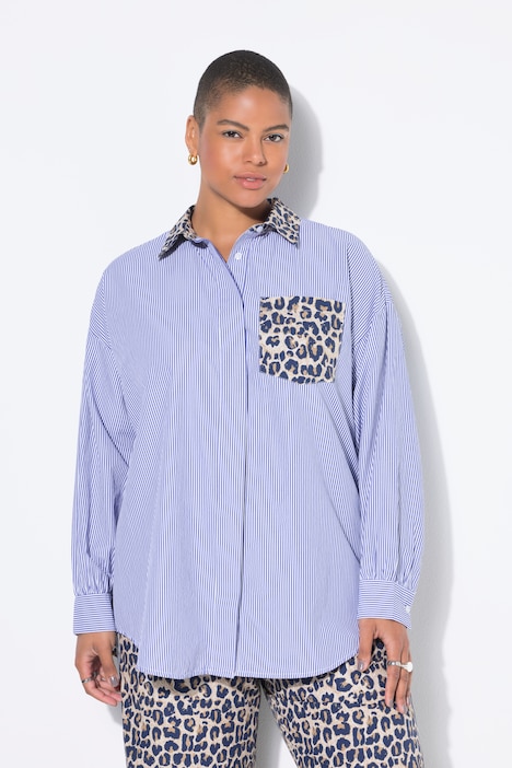 Overhemd, oversized model, met strepen/leo
