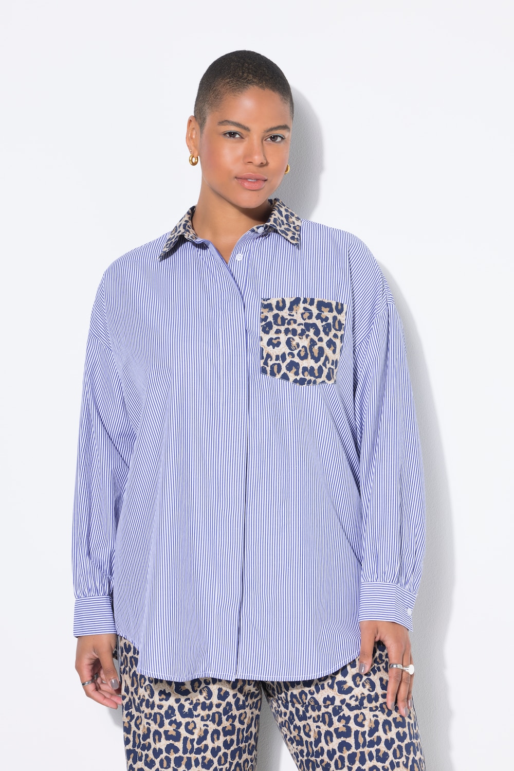 Hemd, Oversize Shape, mit Streifen/Leo