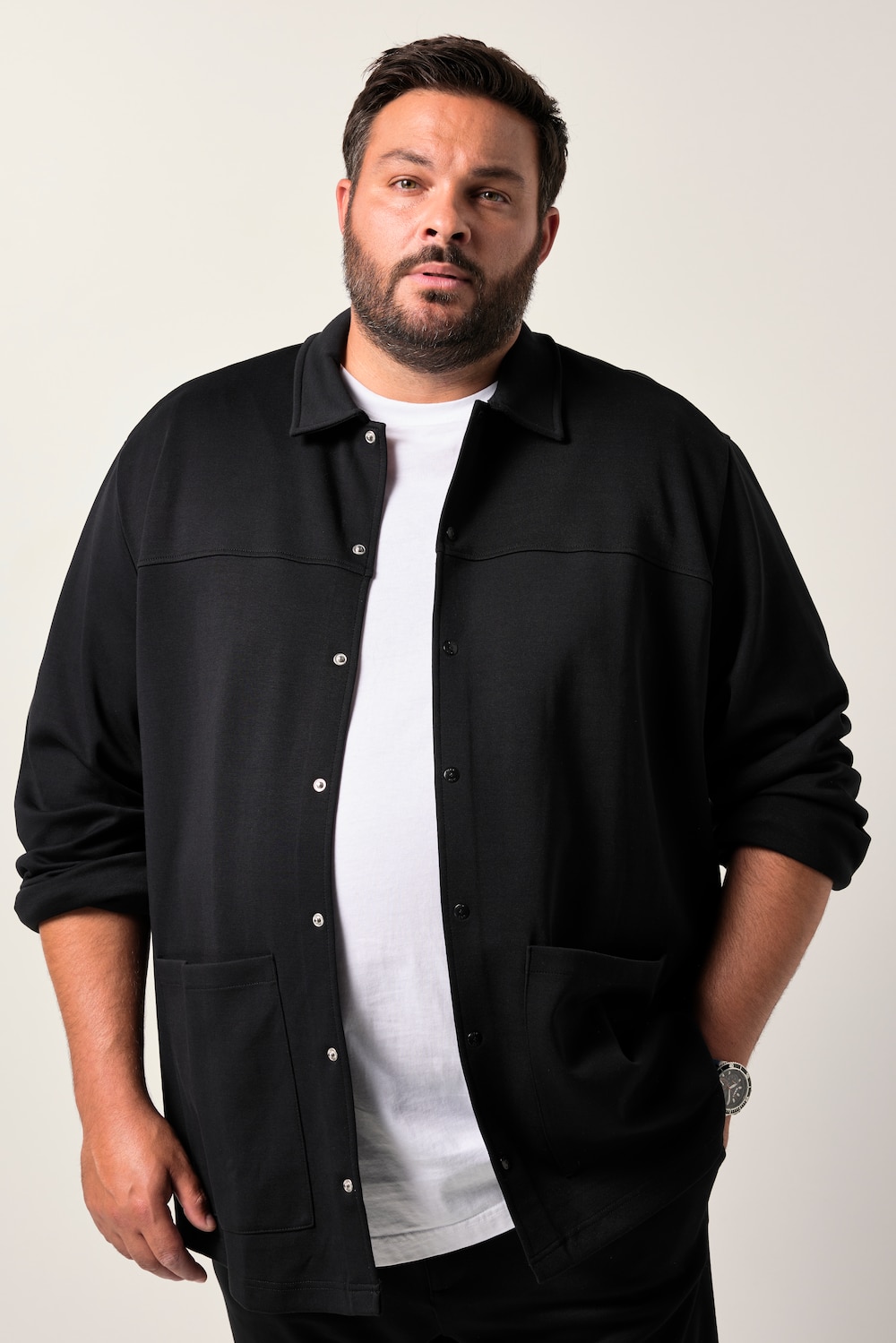 Men+ Jersey-Overshirt FLEXLASTIC®, Langarm, Hemd, Kentkragen, bis 8 XL