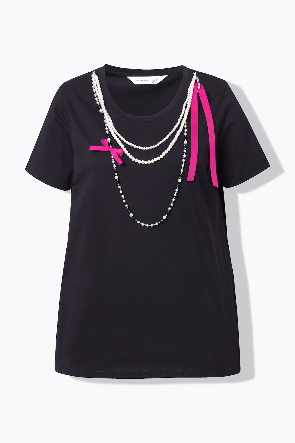 Stora storlekar T-shirt, Dam, svart, storlek: 50, Bomull, Mia Moda