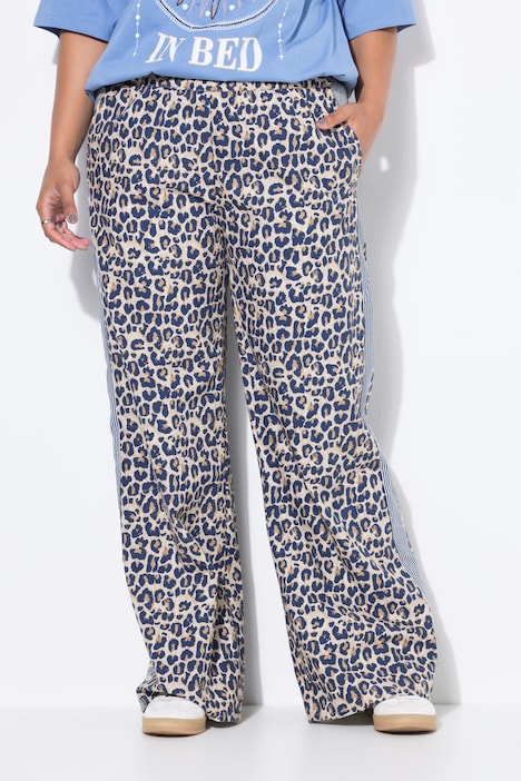 Broek, wijde pijp, crêpe, leo, zijstrepen