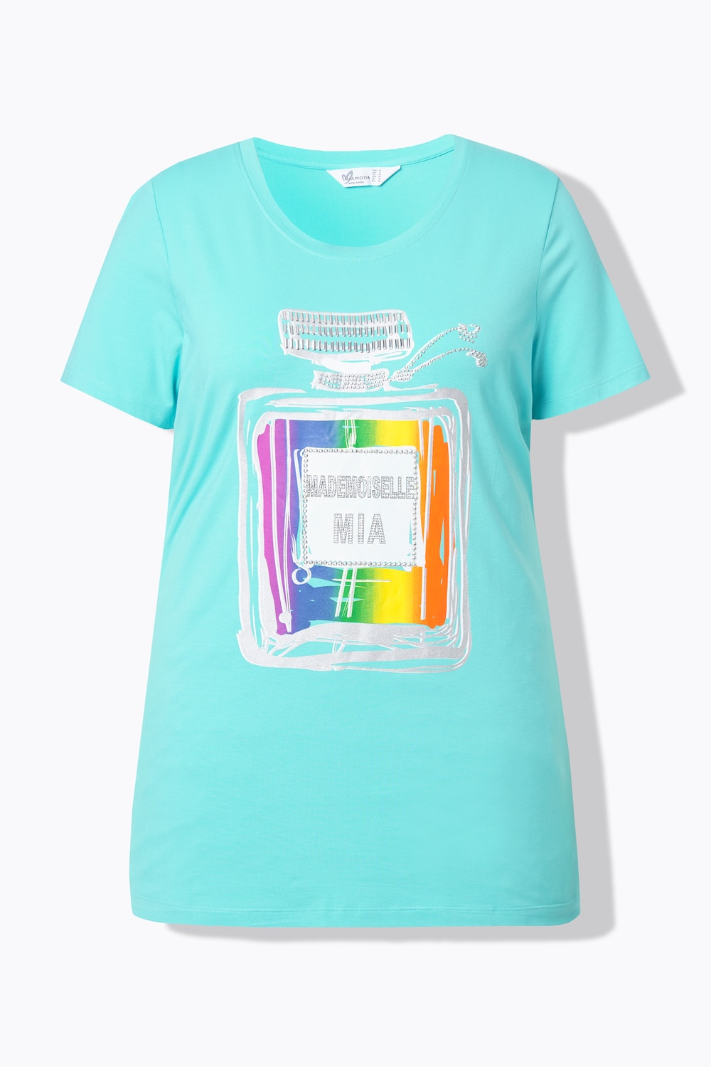 Stora storlekar T-shirt, Dam, turkos, storlek: 54, Viskos, Mia Moda