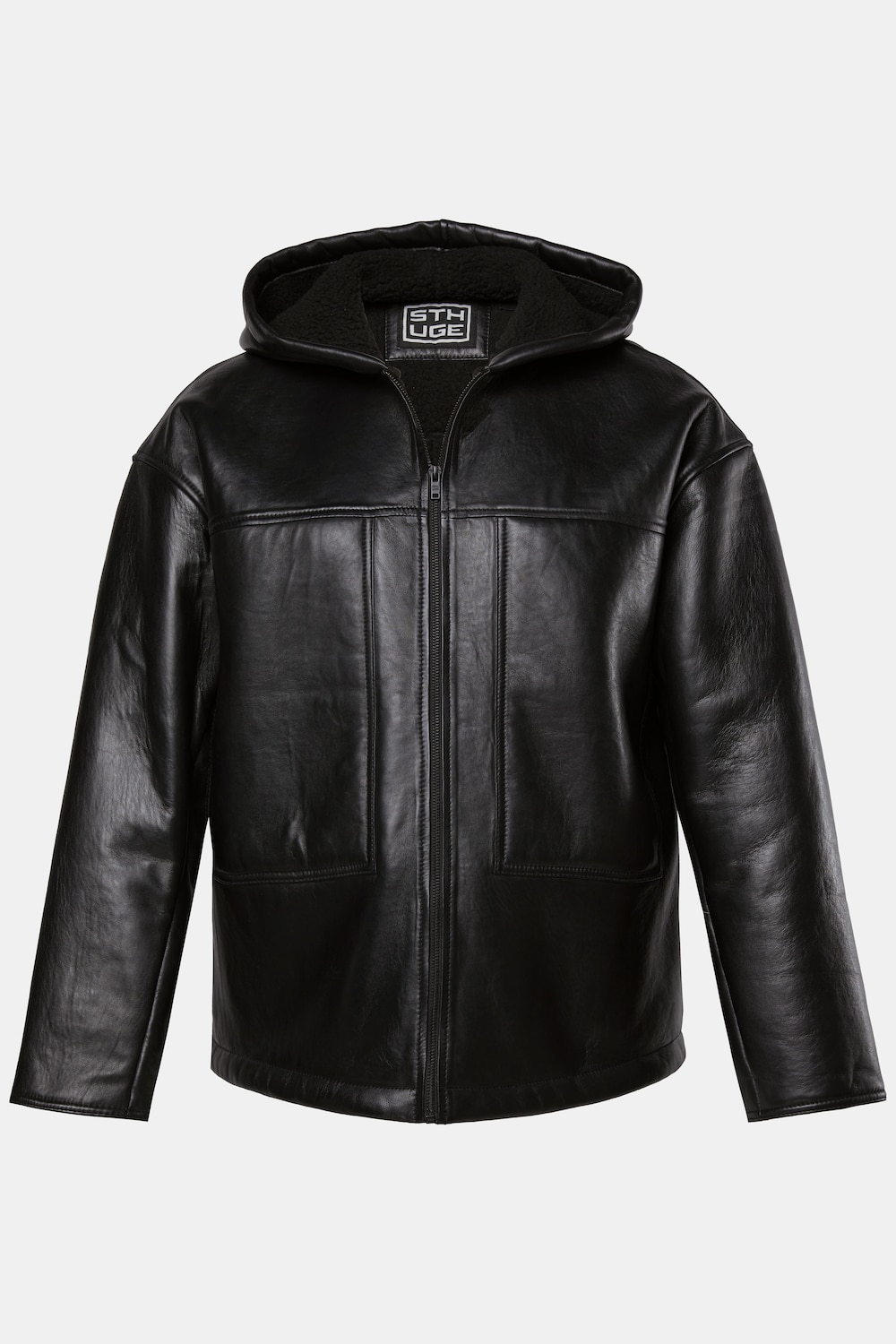 STHUGE Lederjacke, Lammnappa-Leder, Kapuze, Teddyfutter, bis 7 XL