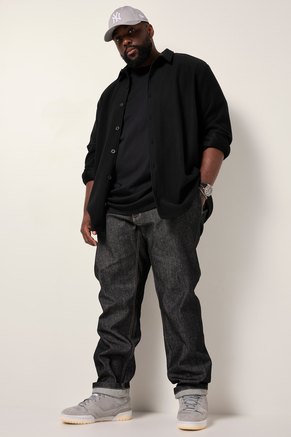 Stora storlekar Shacket, Her, svart, storlek: XXL, Polyester, STHUGE