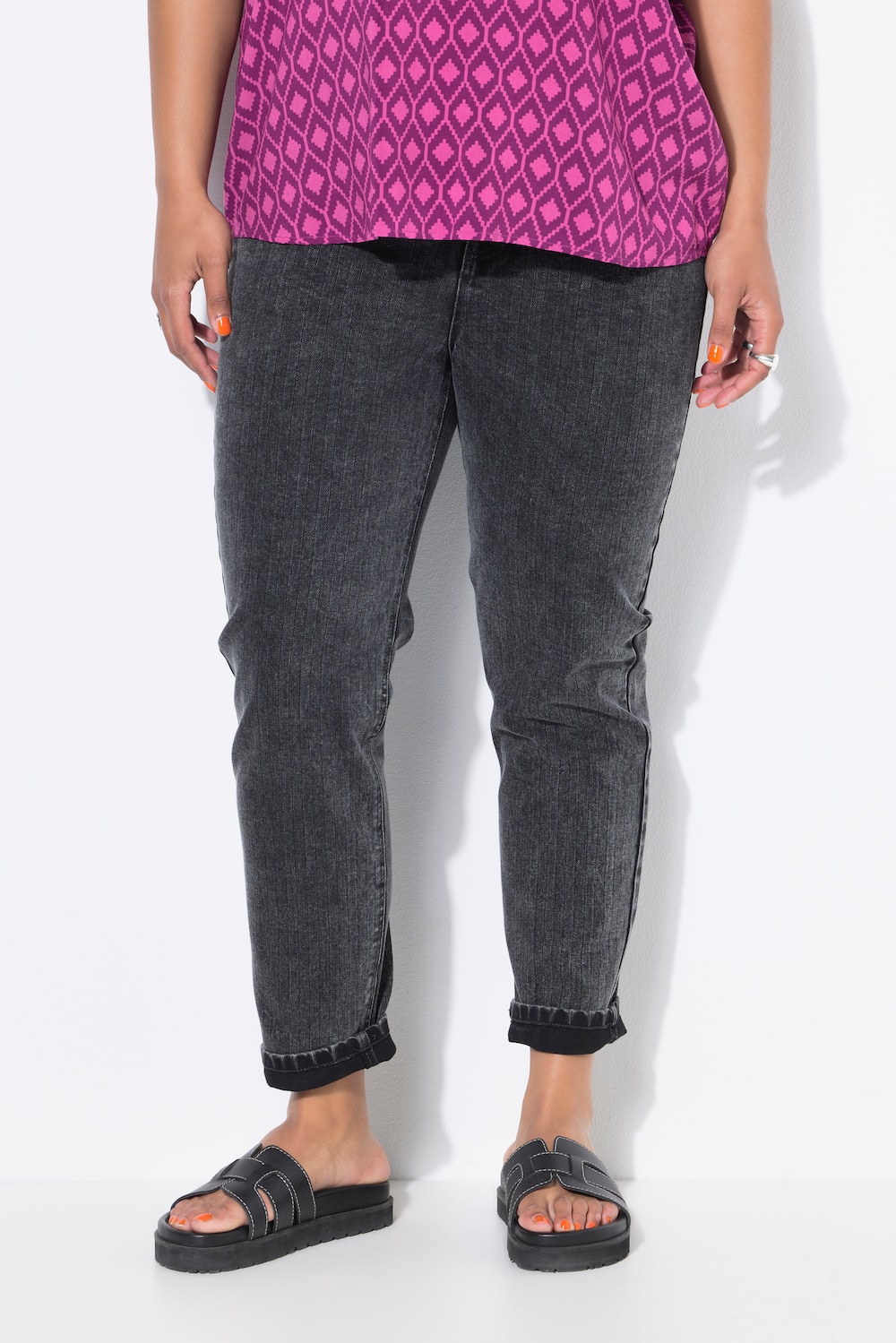 Große Größen Mom-Jeans, Damen, grau, Größe: 58, Baumwolle/Polyester, Studio Untold