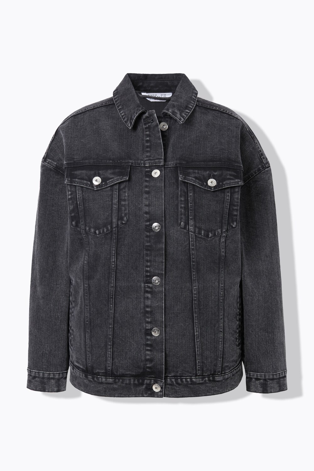 Stora storlekar Denim med kritstreck, Dam, grå, storlek: 50/52, Bomull/Polyester, Studio Untold