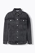 Denimjakke, oversized form, nålestribet