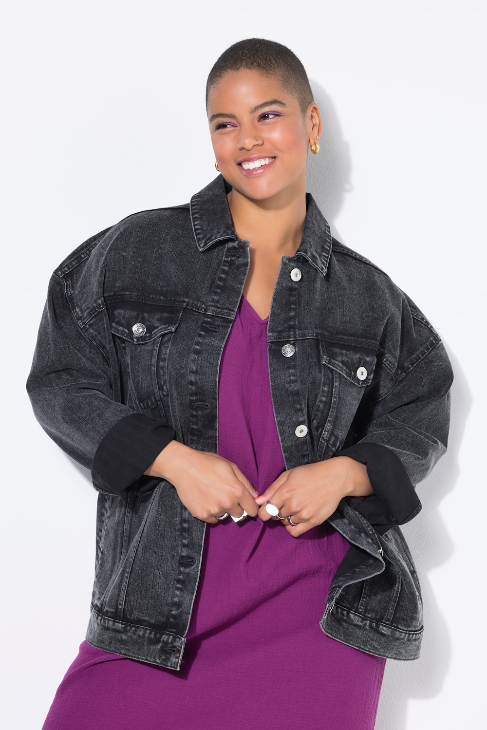 Jeansjacke, Oversize Shape, Nadelstreifen