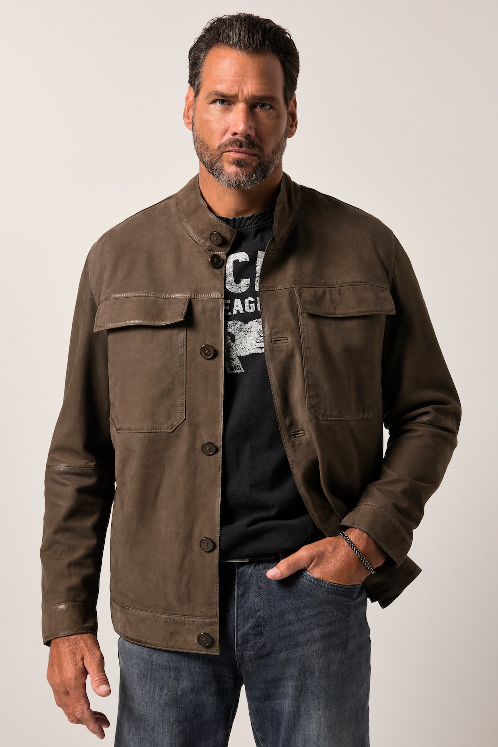 JP1880 Læderjakke, læder, lammeruskind, op til 7 XL