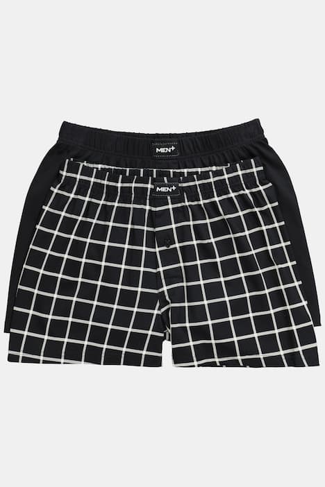 Men+ Boxershorts, 2er-Pack, uni/Karo, bis 8 XL