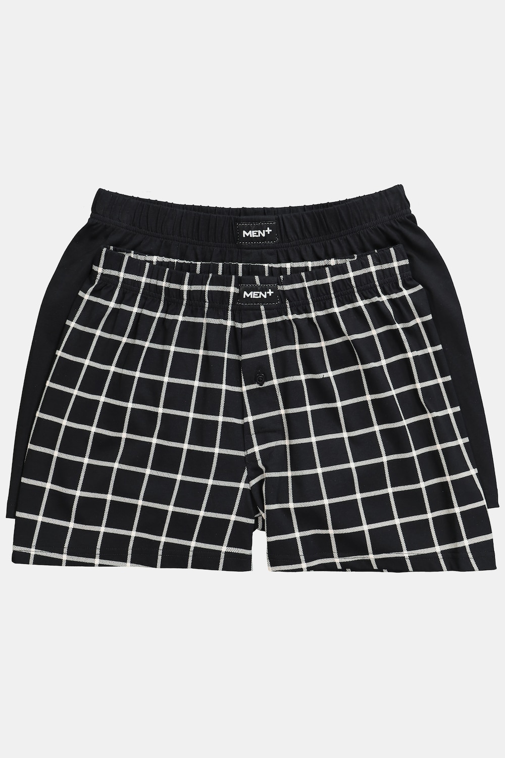 Men+ Boxershorts, 2er-Pack, uni/Karo, bis 8 XL
