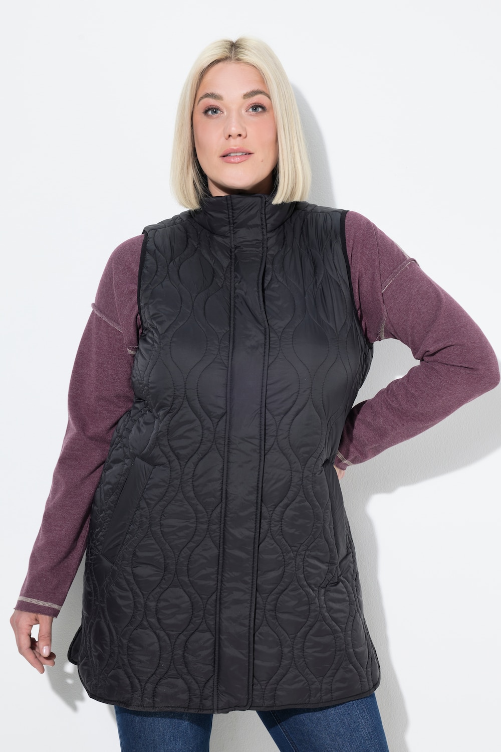 Große Größen HYPRAR Steppweste, Damen, schwarz, Größe: 42/44, Polyester/Synthetische Fasern, Ulla Popken
