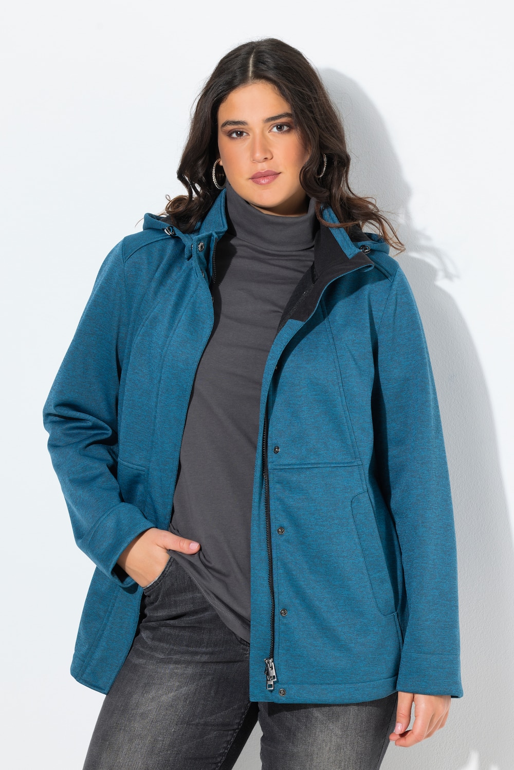 HYPRAR Softshelljacke, wasserdicht, Kapuze, 2-Wege-Zipper