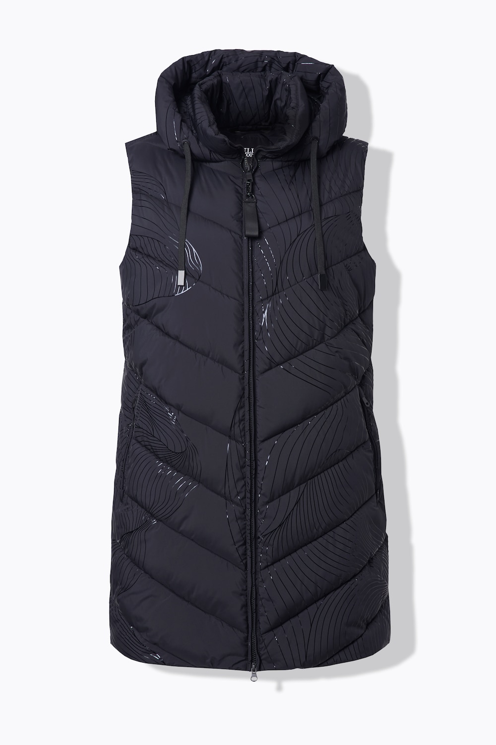 Stora storlekar HYPRAR Lång quiltad väst, Dam, svart, storlek: 50/52, Polyester/Syntetfibrer, Ulla Popken