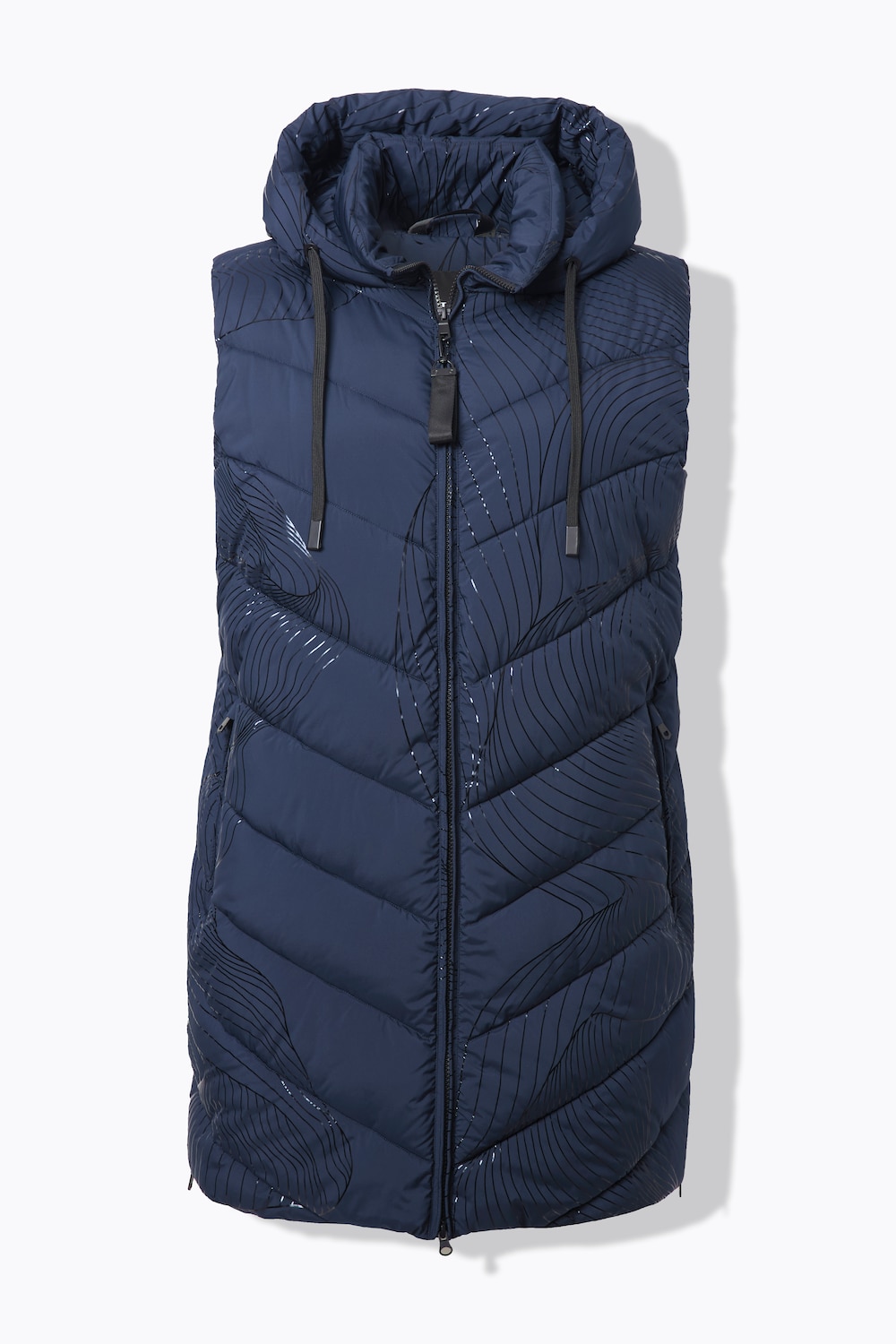 Stora storlekar HYPRAR Lång quiltad väst, Dam, blå, storlek: 54/56, Polyester/Syntetfibrer, Ulla Popken