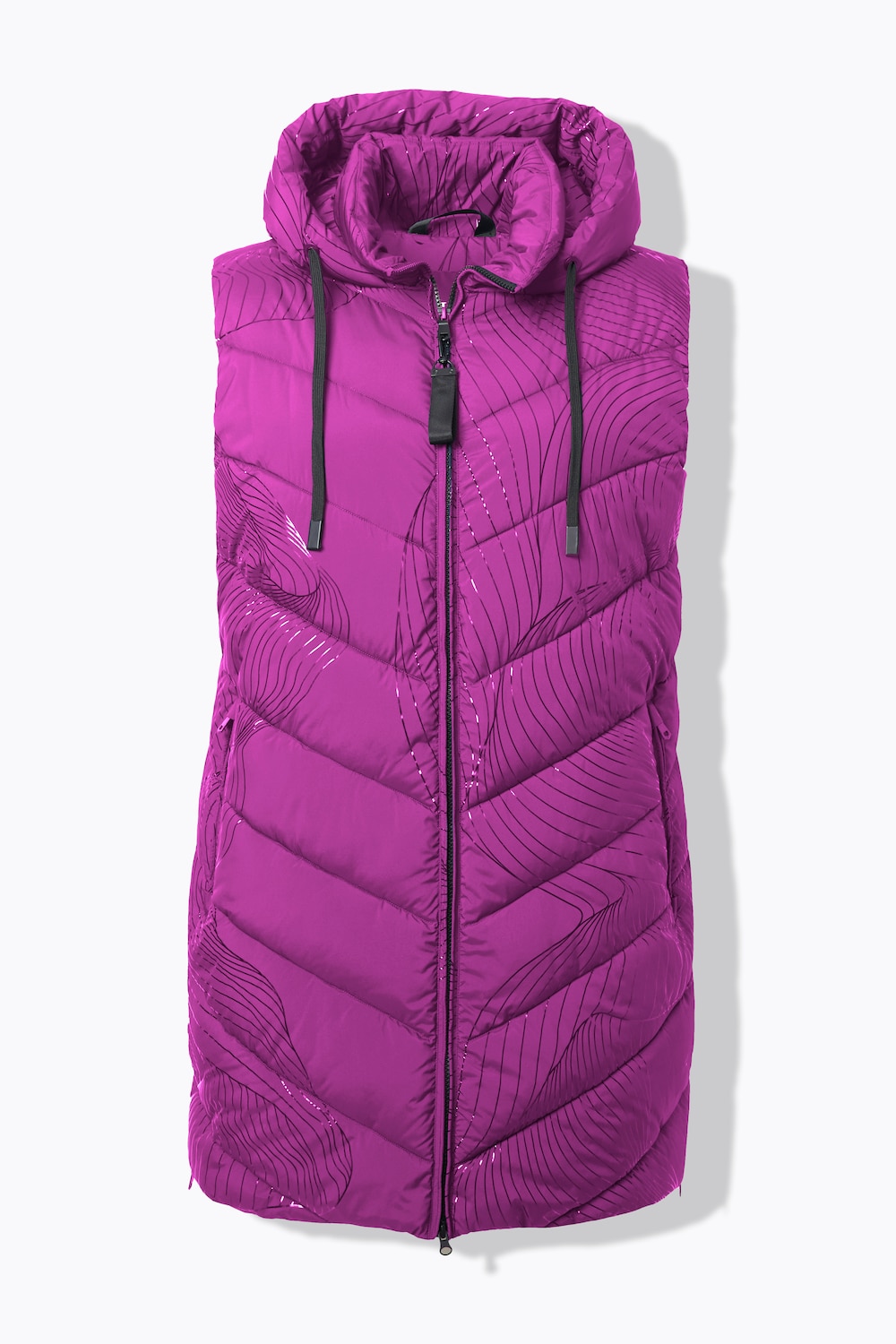 Stora storlekar HYPRAR Lång quiltad väst, Dam, rosa, storlek: 42/44, Polyester/Syntetfibrer, Ulla Popken