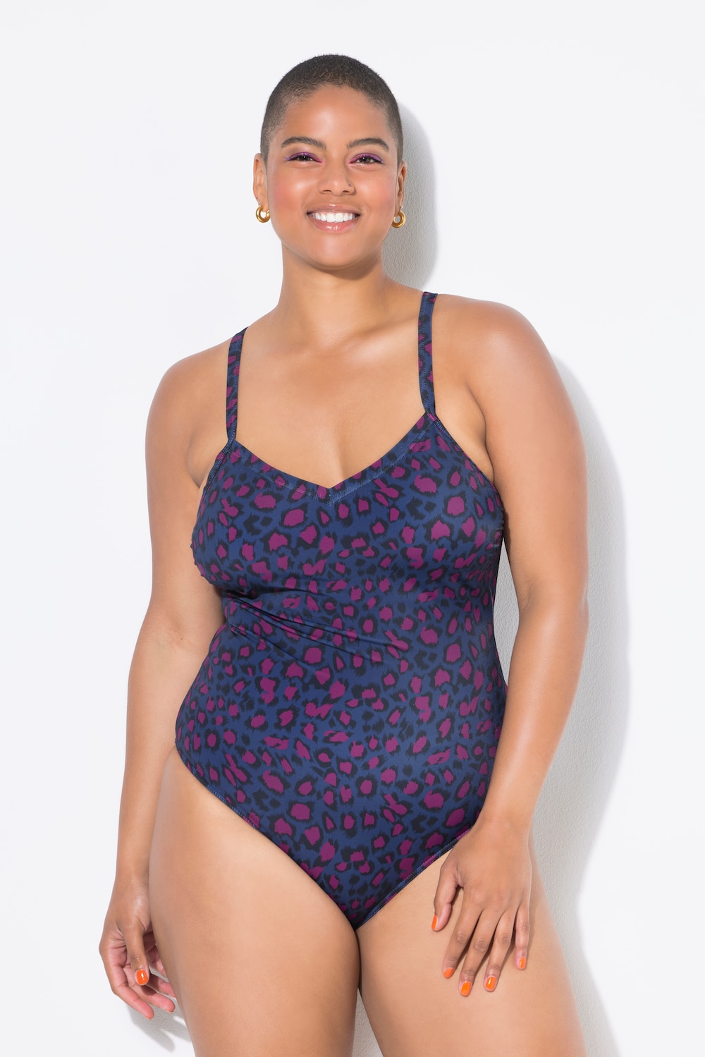 Große Größen Badeanzug, Damen, blau, Größe: 50, Polyester/Synthetische Fasern/Elasthan, Studio Untold