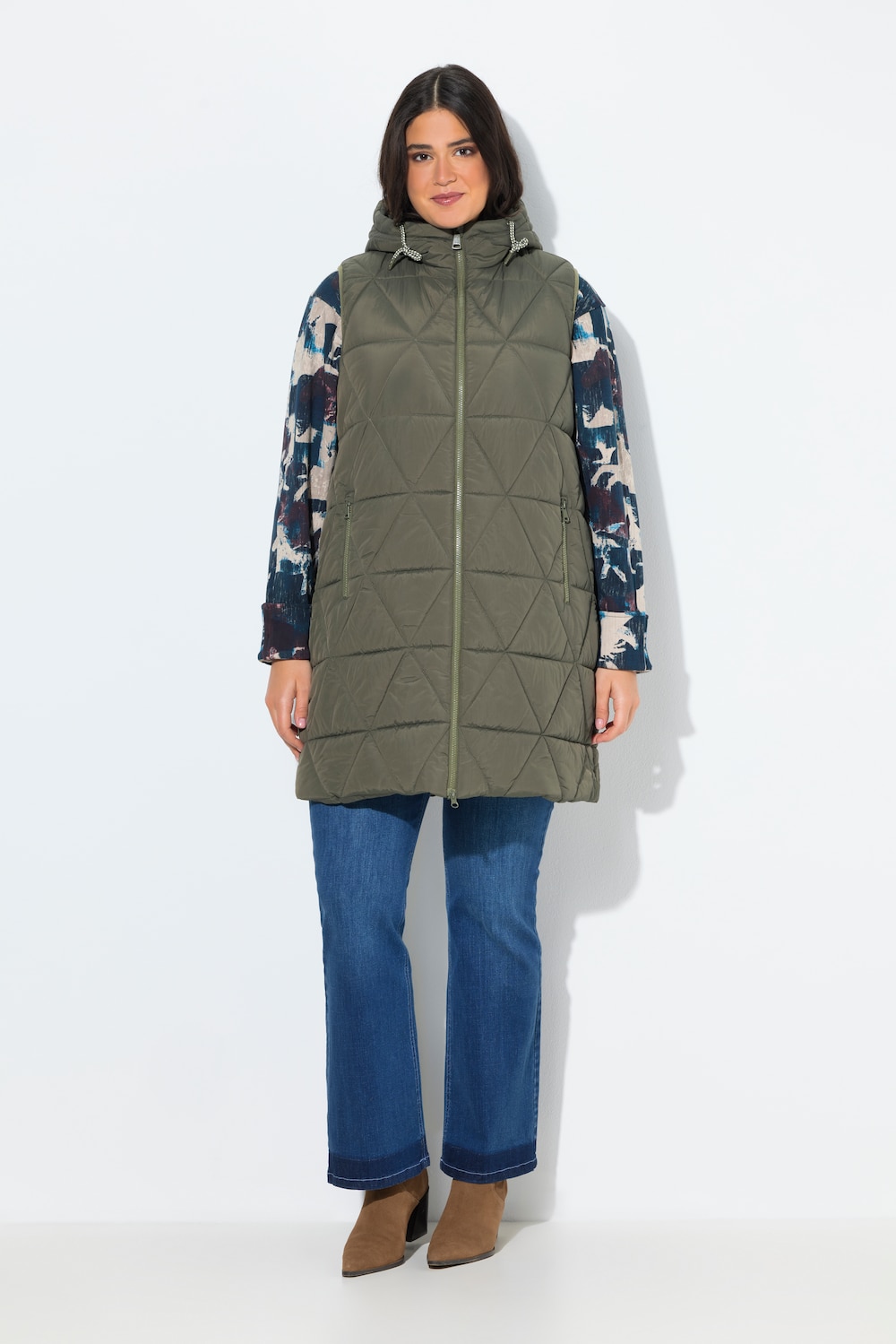 Große Größen HYPRAR Long-Steppweste, Damen, braun, Größe: 42/44, Polyester/Synthetische Fasern, Ulla Popken