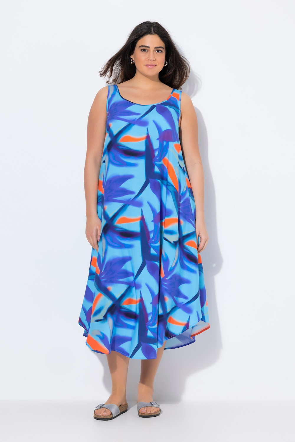 Große Größen Midikleid, Damen, türkis, Größe: 46/48, Viskose, Ulla Popken