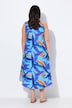 Vestido midi, flores, forma en A, cuello redondo, sin mangas
