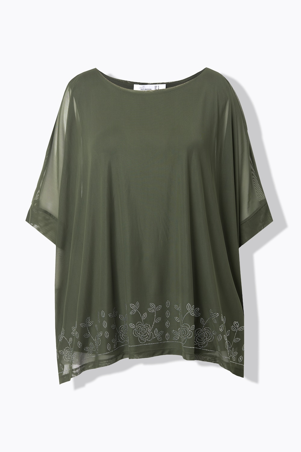 Stora storlekar Meshblus, Dam, grön, storlek: 42/44, Polyester/Elastan, Mia Moda