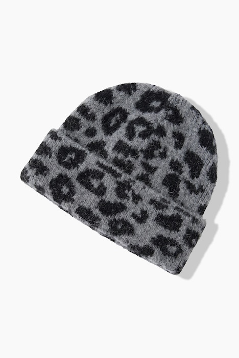 Čepice, úplet, leopardí vzor, krempa