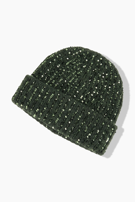 Strickmütze, Pailletten, Rippstrick