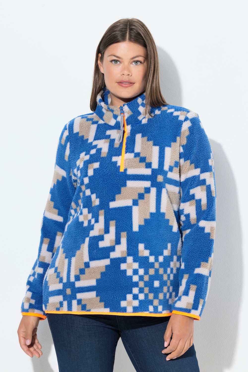 Große Größen Teddy-Sweatshirt, Damen, grau, Größe: 52/54, Polyester, LAURASON