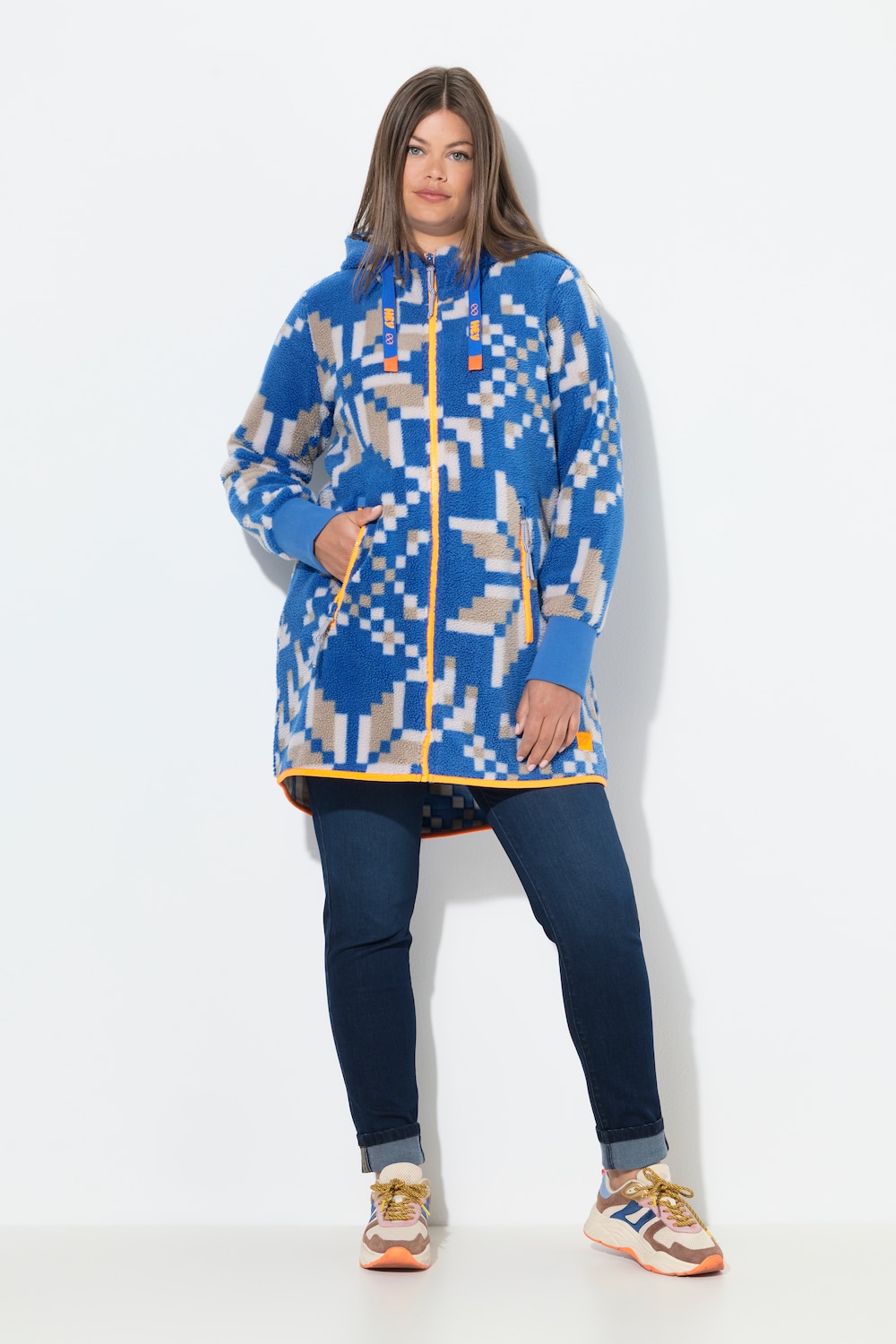 Große Größen Teddy-Sweatjacke, Damen, grau, Größe: 48/50, Polyester, LAURASON