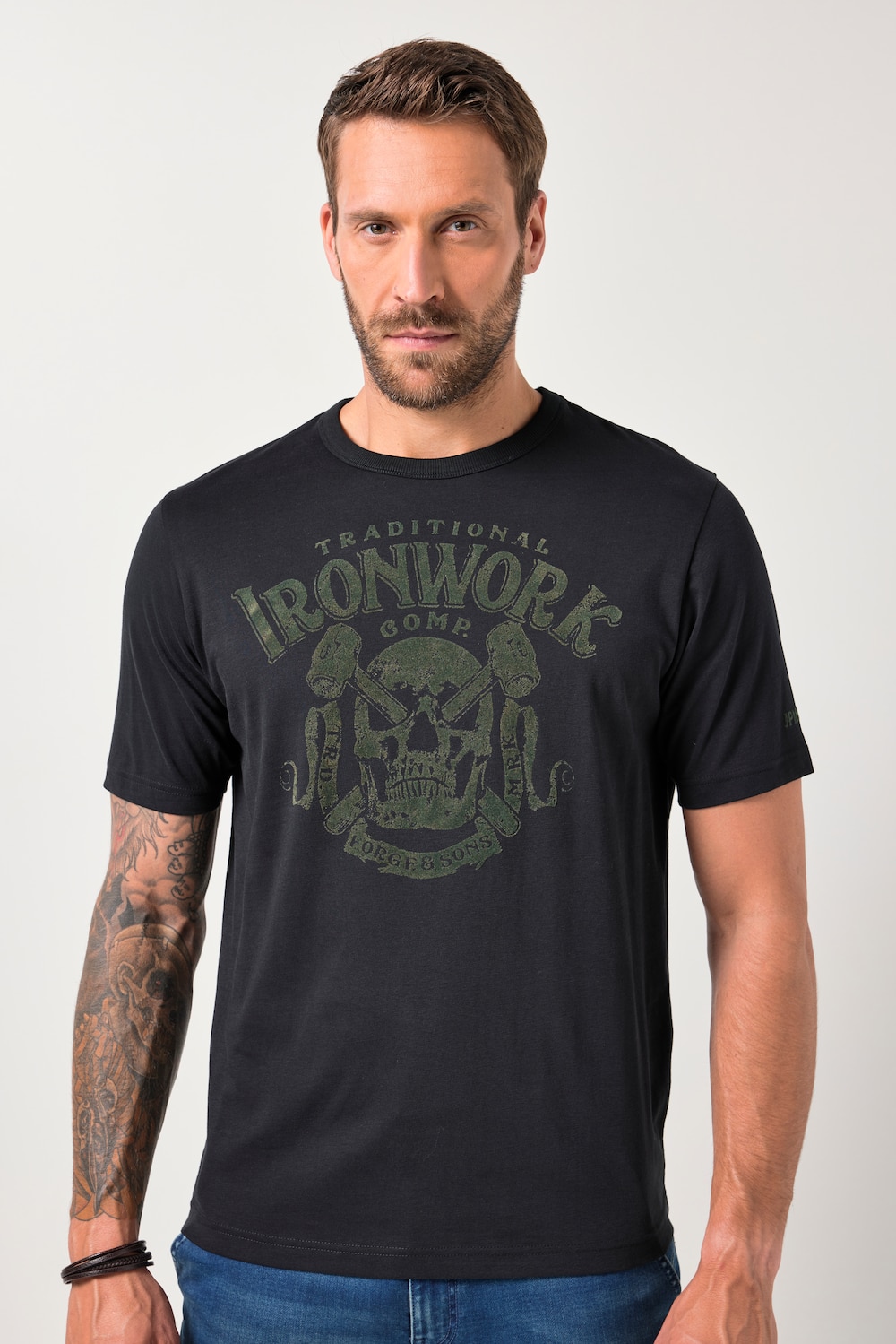 JP1880 T-Shirt, Halbarm, Brustprint, bis 8 XL