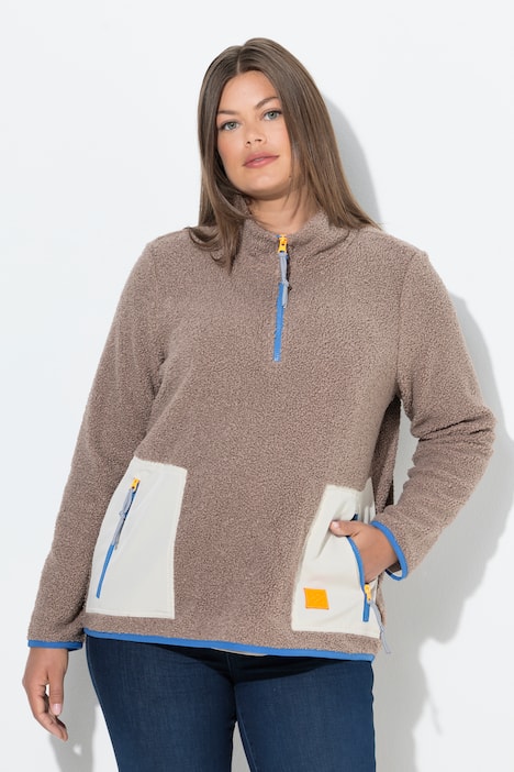 Teddy sweatshirt, lange mouw, opstaande kraag, OEKO-TEX