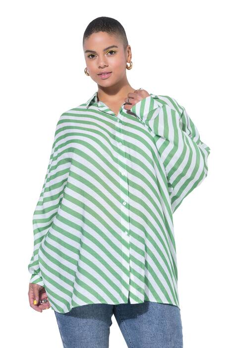 Košile, lehce transparentní, pruhy, netopýří rukávy