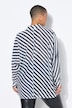 Camisa, ligeramente transparente, rayas, mangas de murciélago