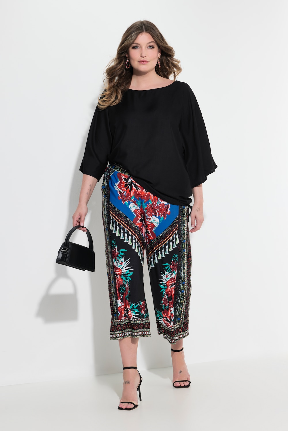 Culotte, weit und gerade, Blumenmuster