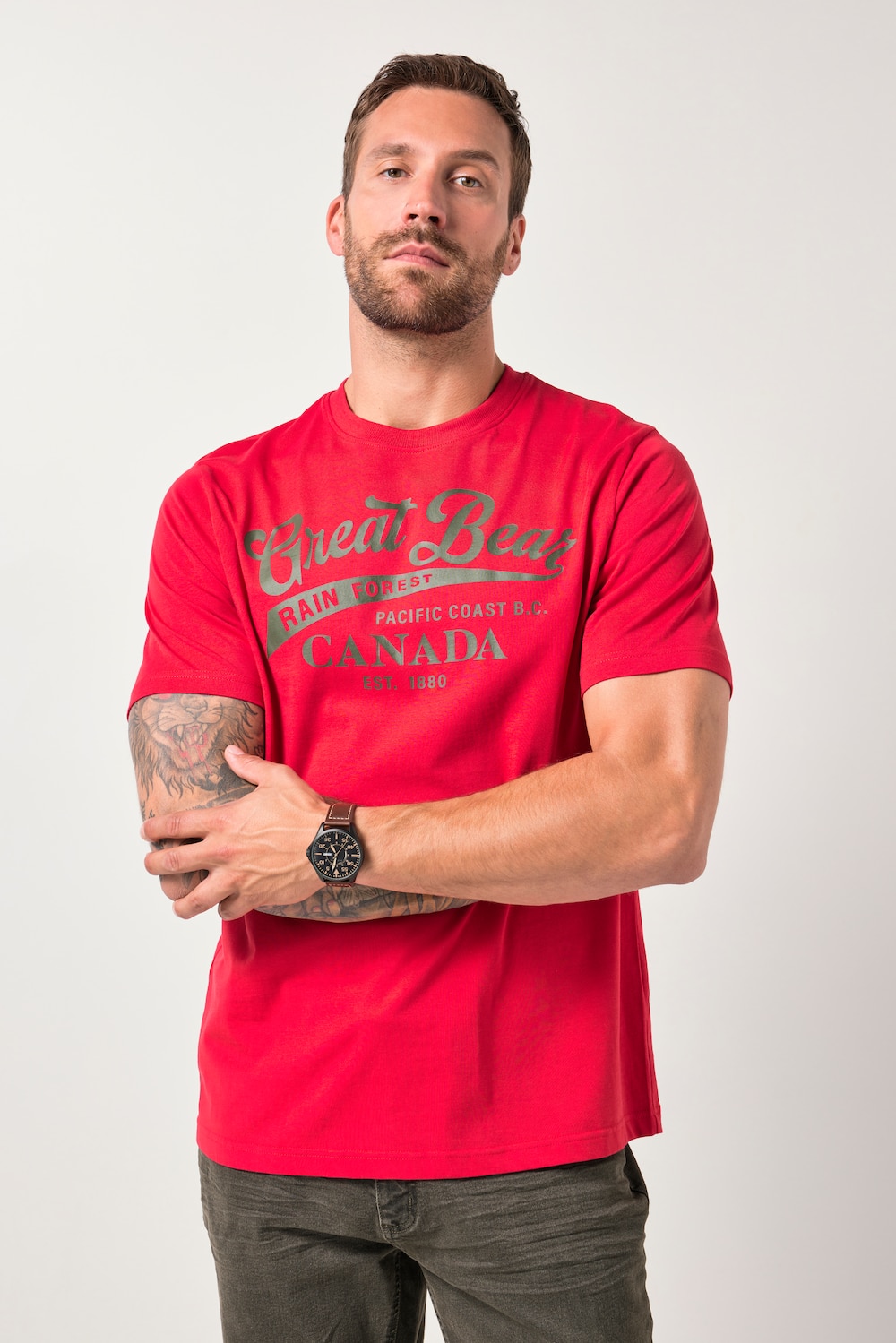 JP1880, T-shirt, korte mouwen, borstprint, tot 8XL