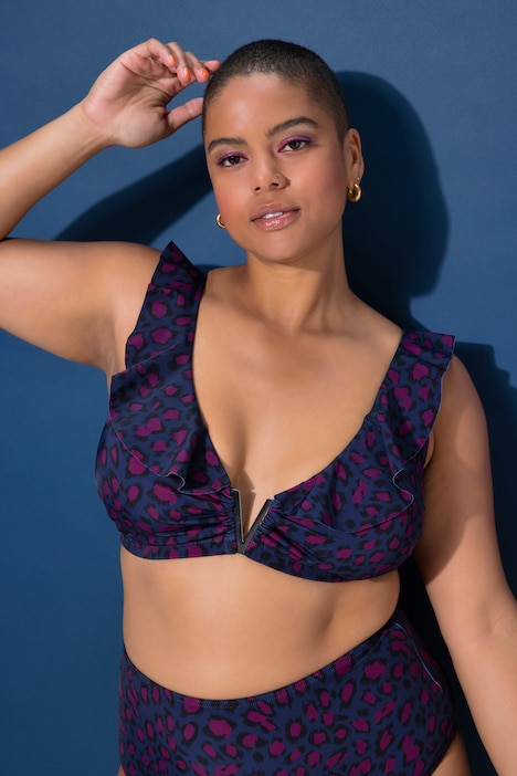 Top de bikini, rellenos blandos, leopardo de color