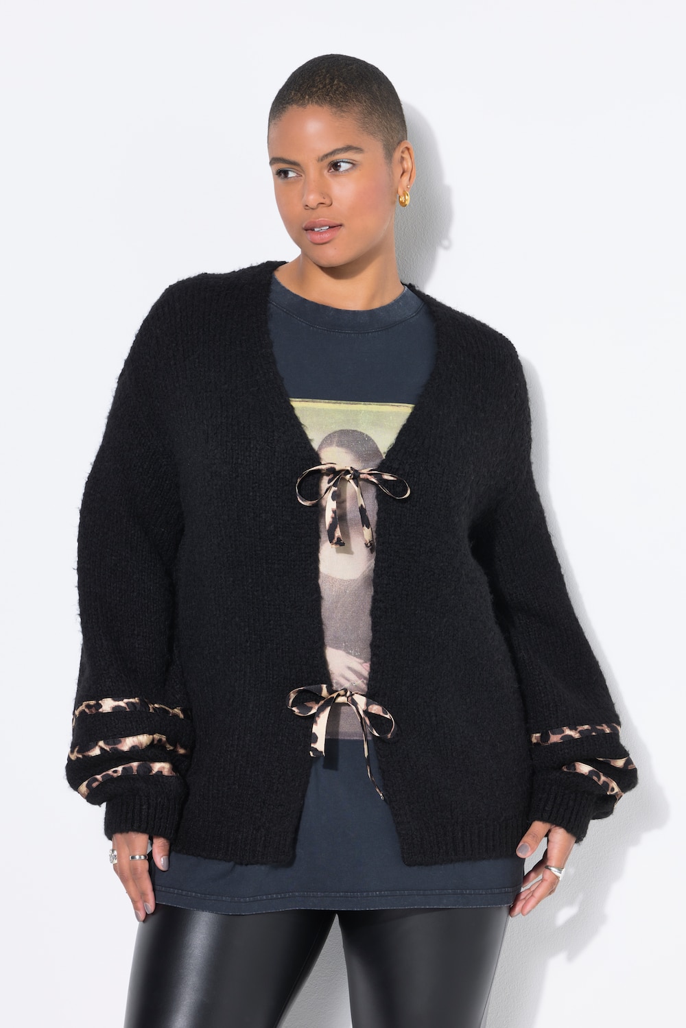 Große Größen Strickjacke, Damen, schwarz, Größe: 58/60, Synthetische Fasern/Wolle, Studio Untold